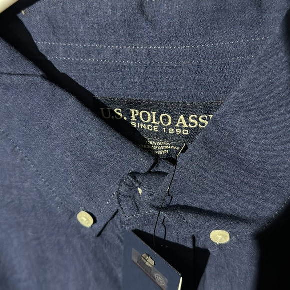 NWT US POLO ASSN long sleeve button down Dark blue lightweight men’s L - Picture 4 of 7